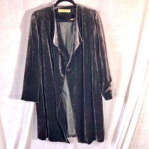 Donna Karan Vintage Velvet Drape Eggplant Jacket Cardigan sz Small‎